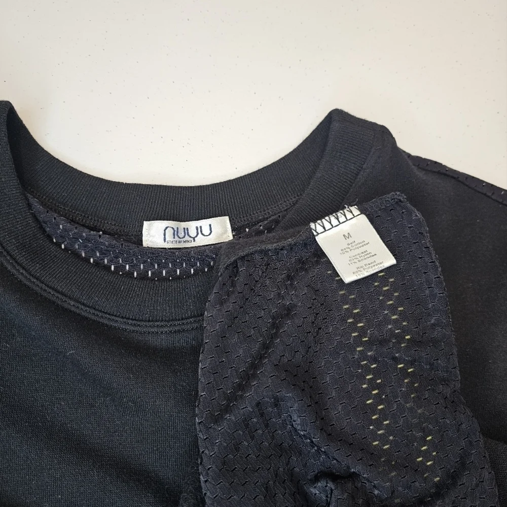 NUYU Hawkeyes Sweatshirt Women's Size Medium Black Embroidered Collage Mesh - Picture 7 of 9